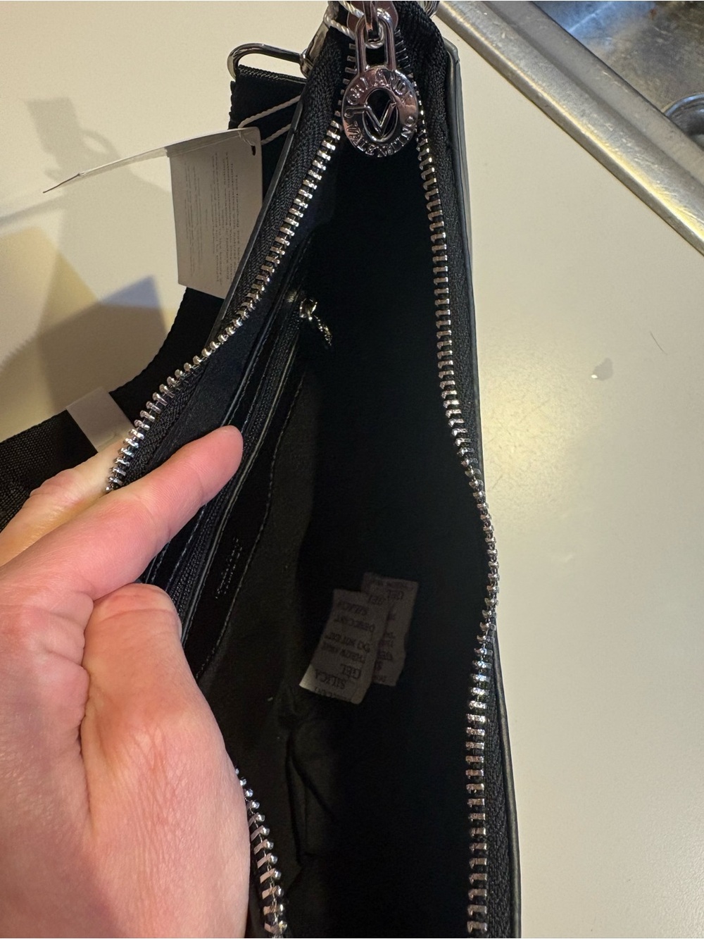 Valentino Orlandi Black Crossbody with Logo Tag - Picture 9 of 10